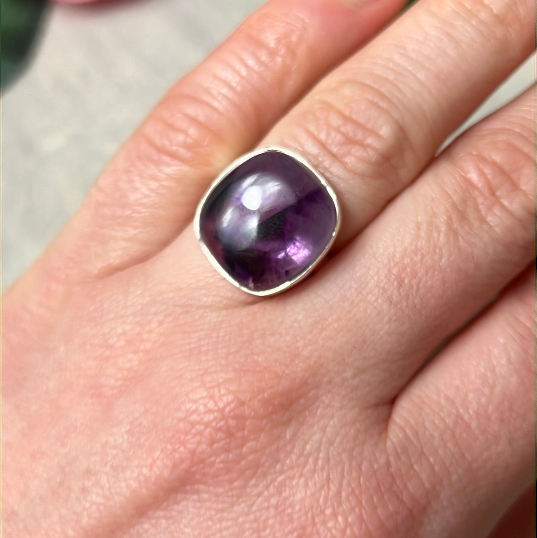 Amethyst 925 Sterling Silver Ring - Size L - L 1/2