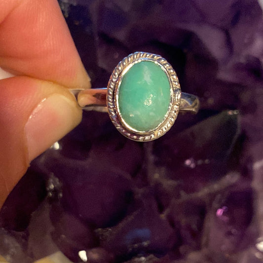 Chrysoprase 925 Sterling Silver Ring -  Size N 1/2