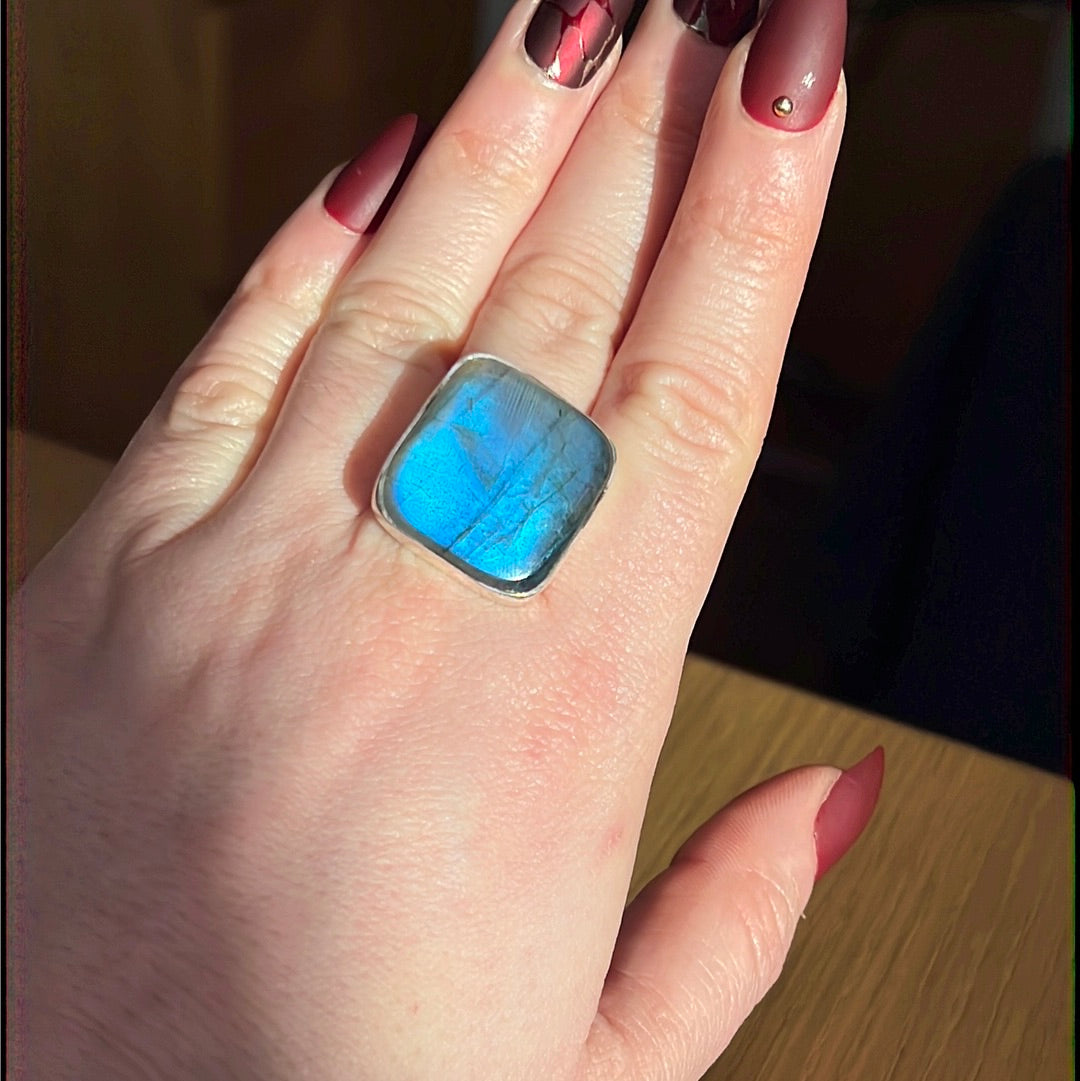 Labradorite AA GRADE 925 Silver Ring -  Size S - S 1/2