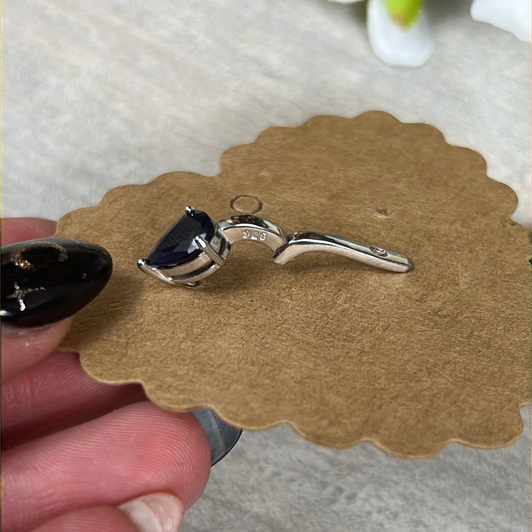 Sapphire Hinged Sterling Studs Earrings AA GRADE