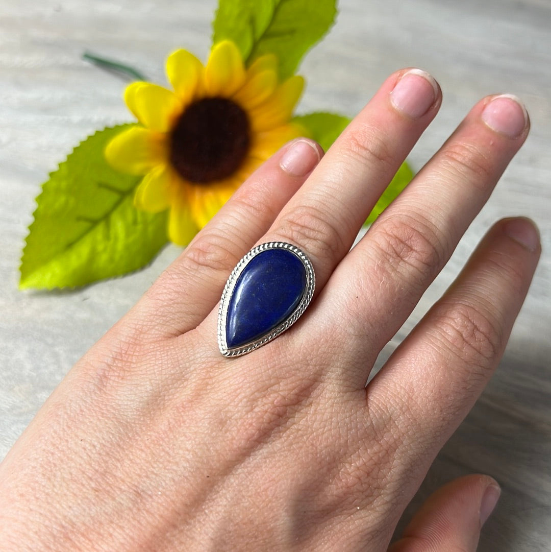 Lapis 925 Sterling Silver Ring - Size L 1/2