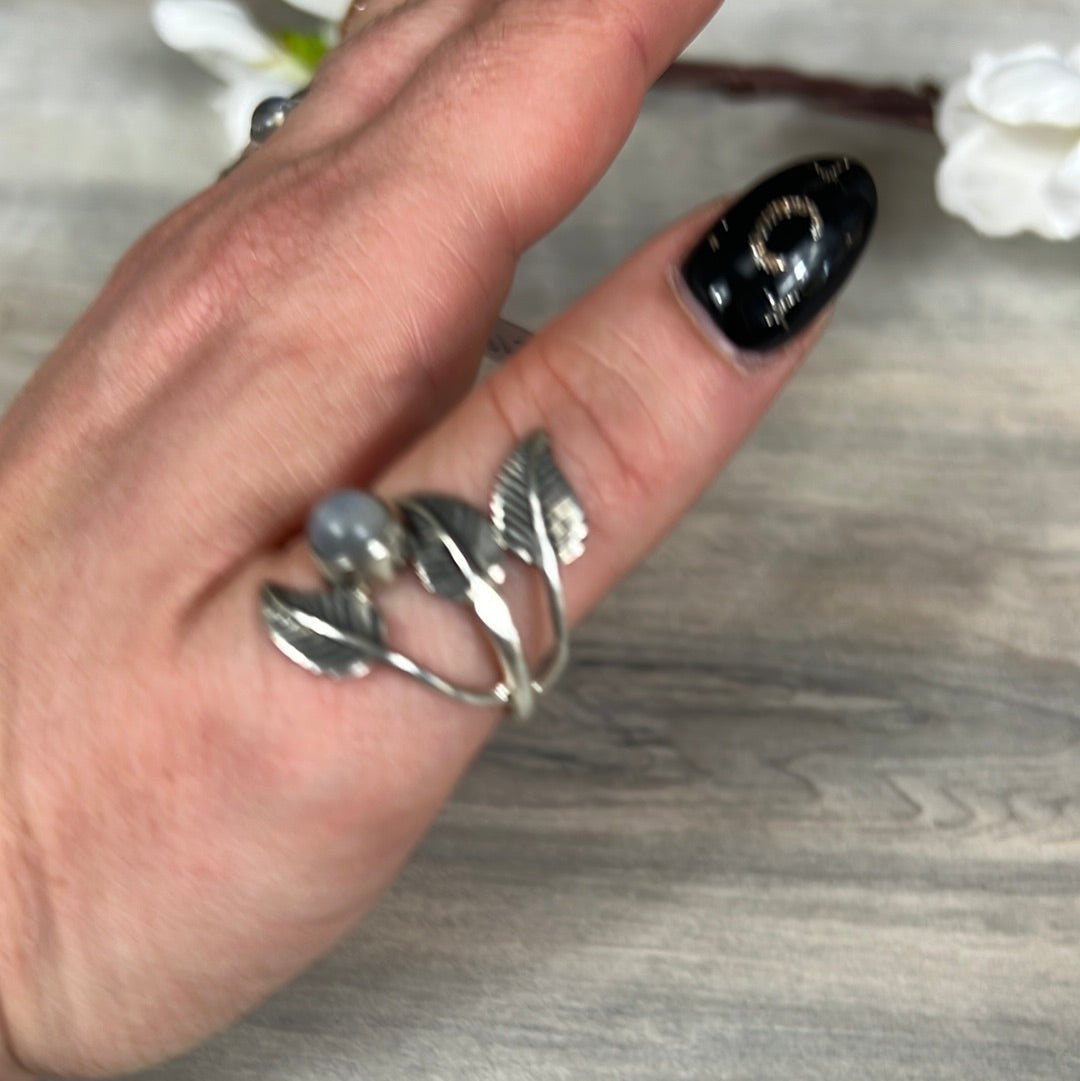 Moonstone Leaf 925 Sterling Silver Ring