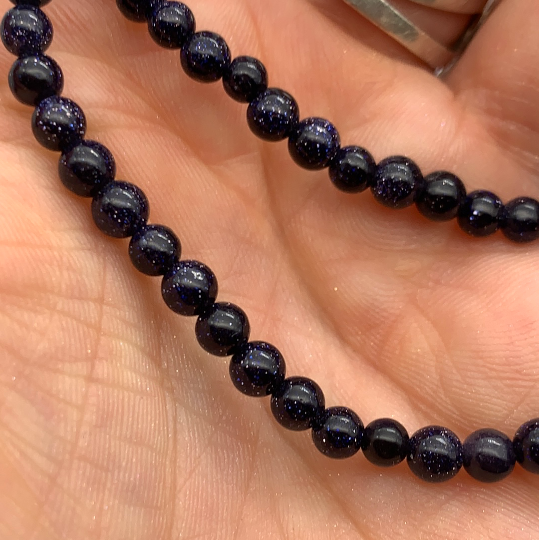 Blue Goldstone - 4mm Bead Bracelet