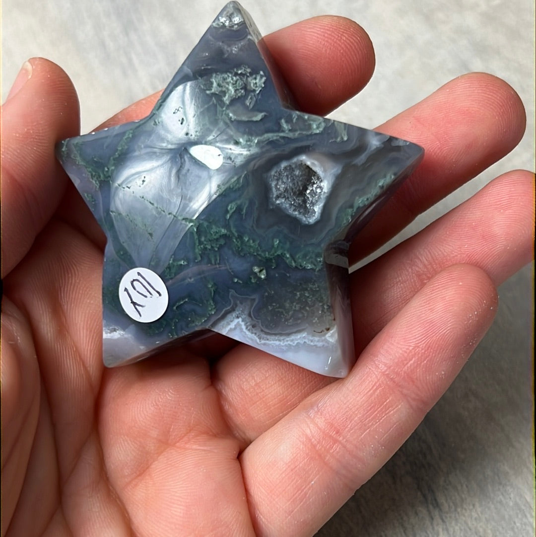 Moss Agate Puff Chunky Star