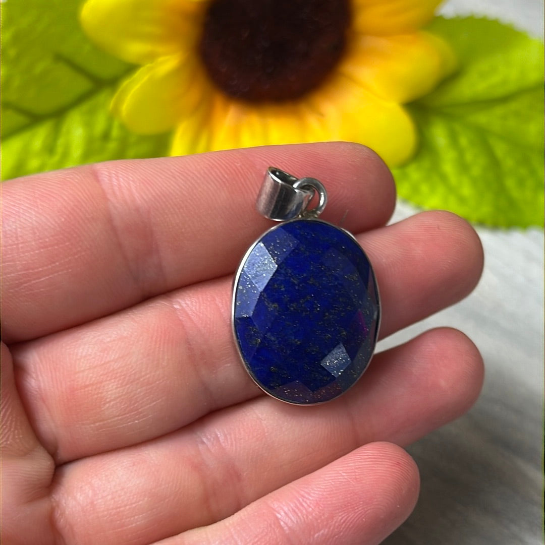 Lapis Facet 925 Sterling Pendant