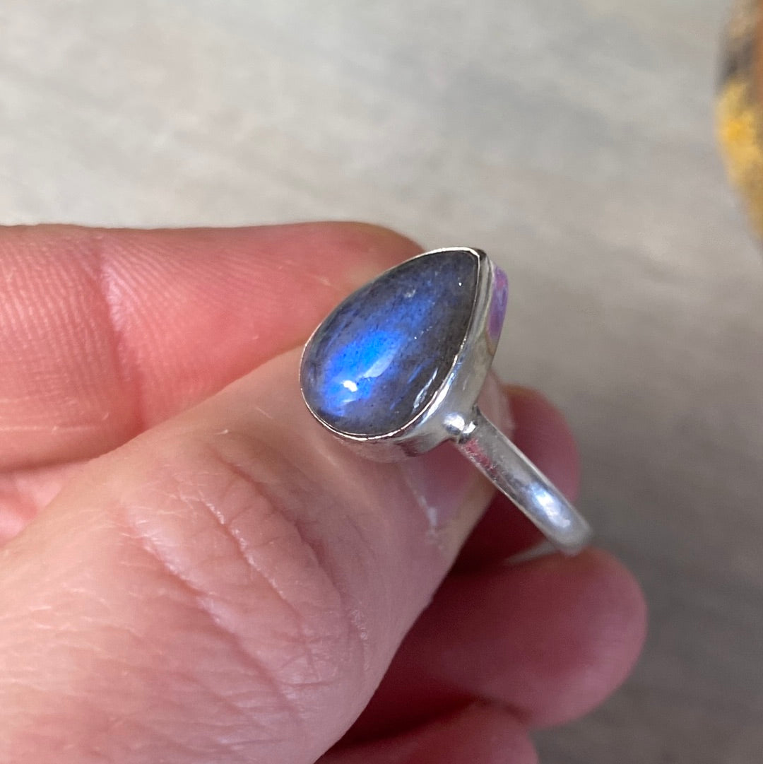 Labradorite 925 Sterling Silver Ring -  Size R 1/2