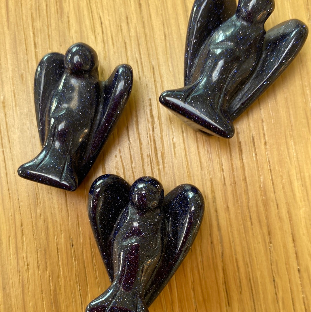 Pocket Angel - blue goldstone gold stone
