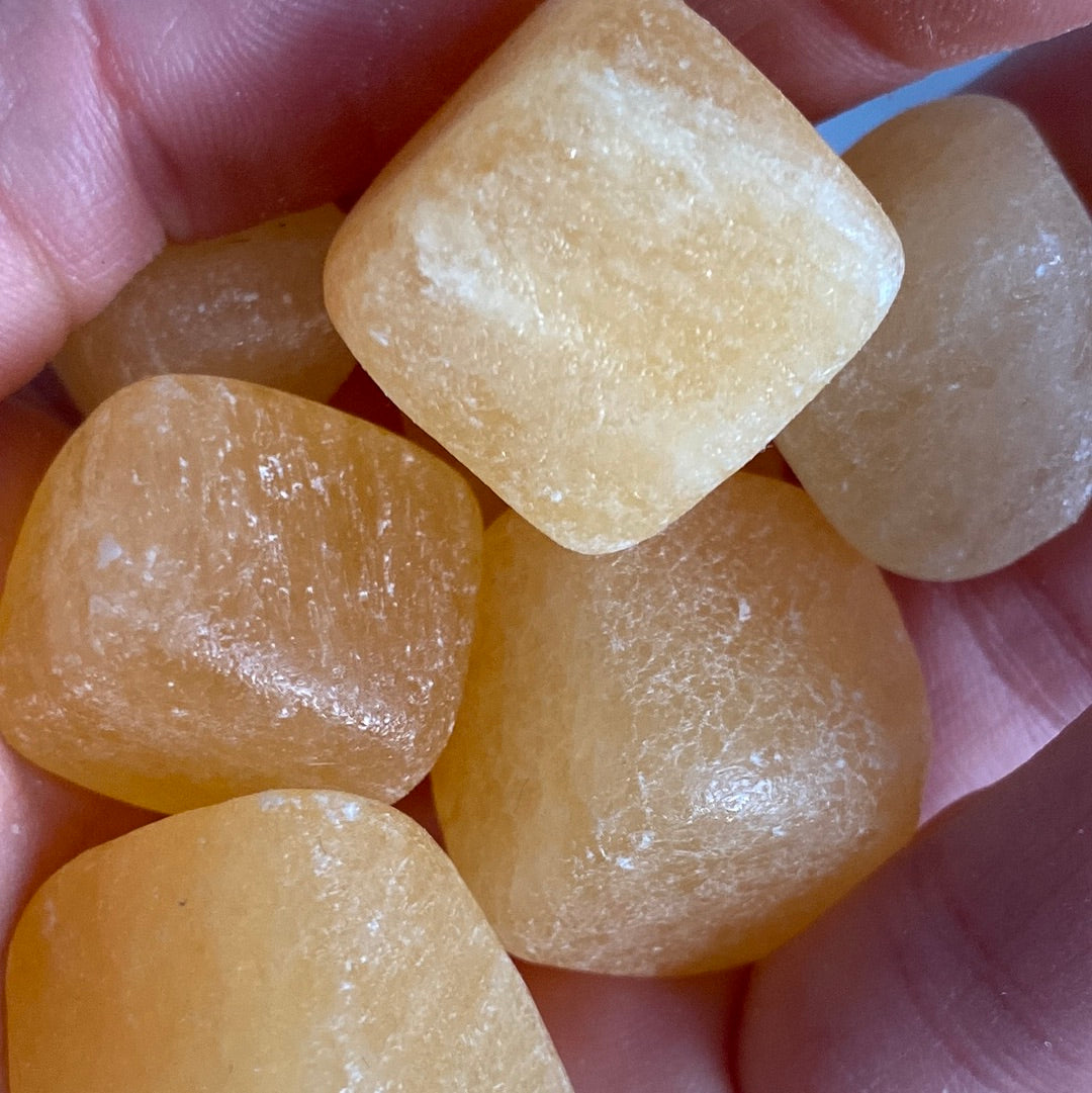 Orange Calcite unpolished cube - Tumblestone Tumbles