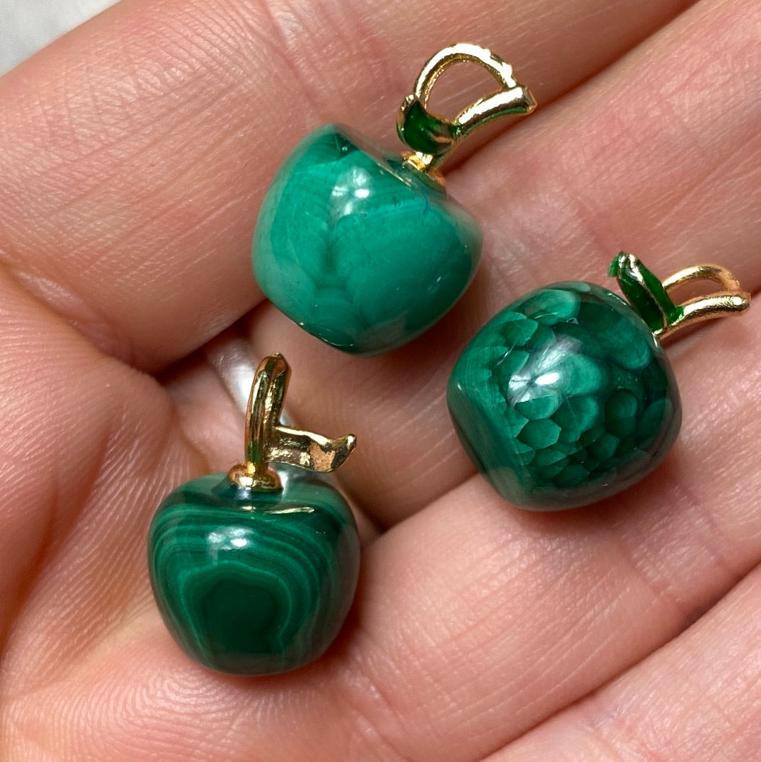Mini Malachite Apple Pendant