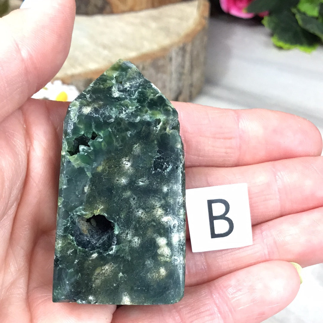 Druzy Ocean Jasper OJ Obelisk Tower Point