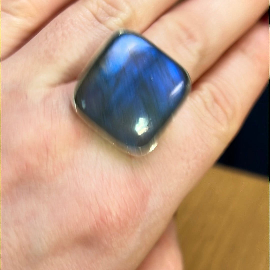 Labradorite AA GRADE 925 Silver Ring -  Size S - S 1/2