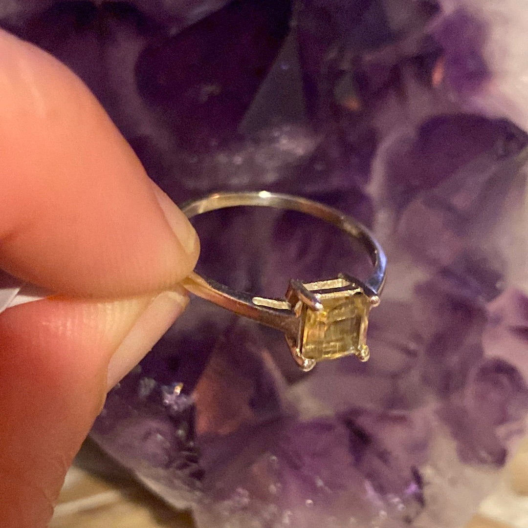Citrine 925 Facet Sterling Silver Ring -  Size N