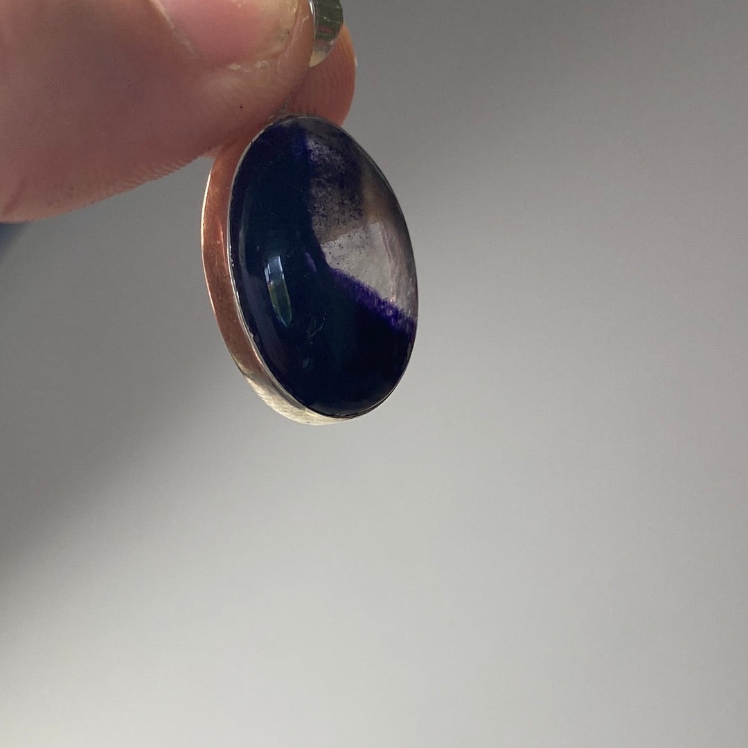 Blue John UK Fluorite Pendant 925 Silver