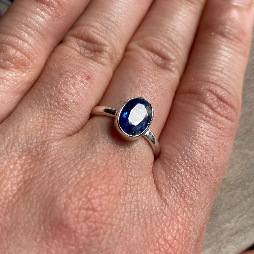 Kyanite Facet 925 Silver Ring -  Size N 1/2