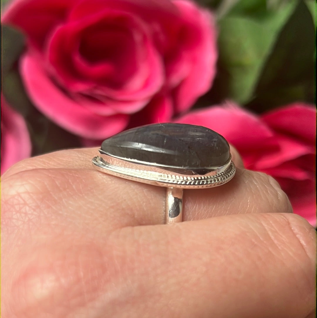 Labradorite Lab 925 Sterling Silver Ring - Size Q