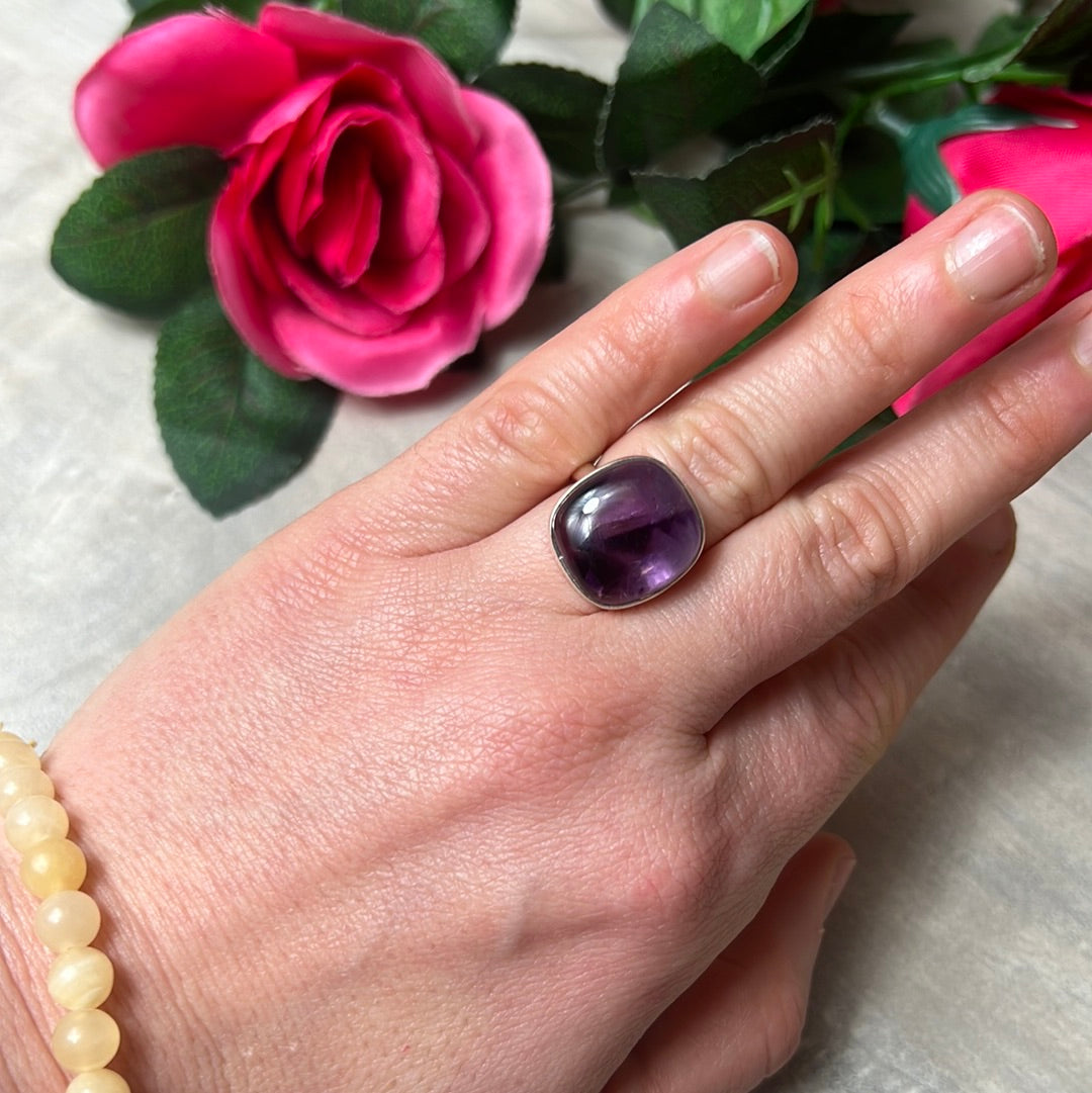 Amethyst 925 Sterling Silver Ring - Size L - L 1/2