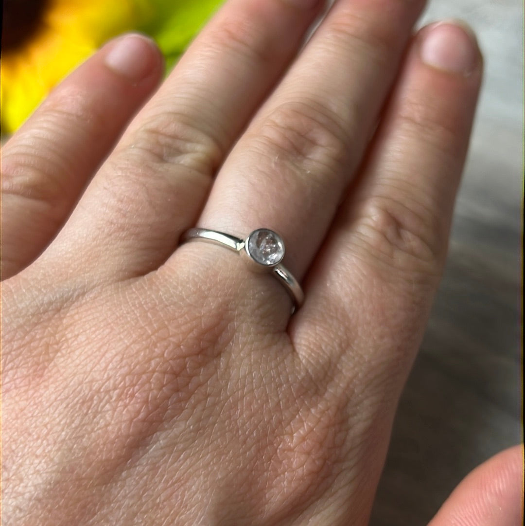 Morganite Facet 925 Silver Ring - Size P 1/2 - Q