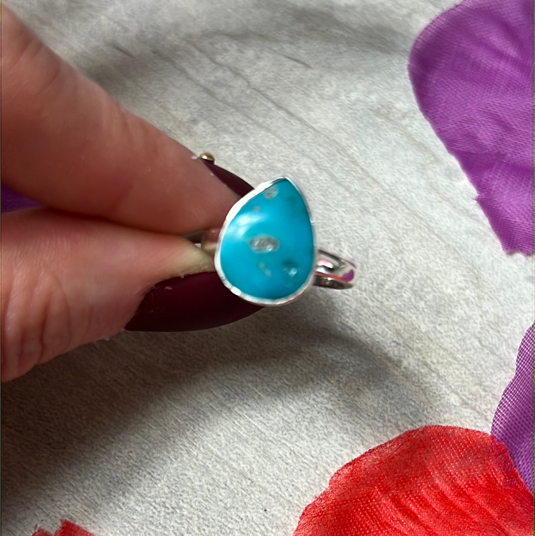 Turquoise Sleeping Beauty  - RARE 925 Ring - Size  L 1/2 - M