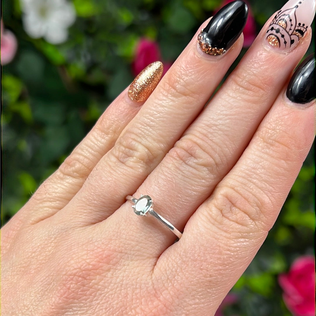 Blue Tourmaline Facet 925 Silver Ring - Size U