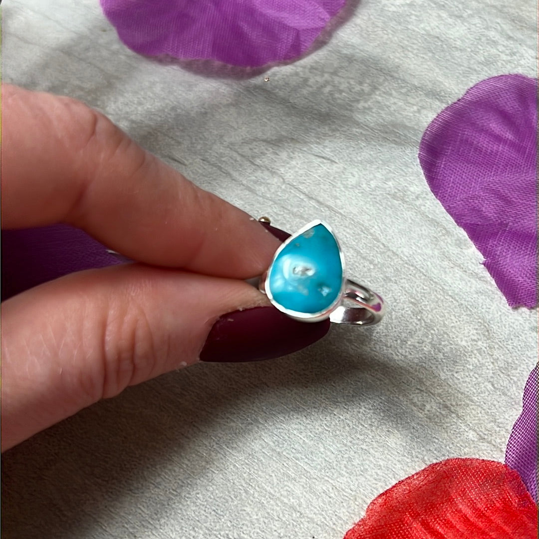 Turquoise Sleeping Beauty  - RARE 925 Ring - Size  L 1/2 - M