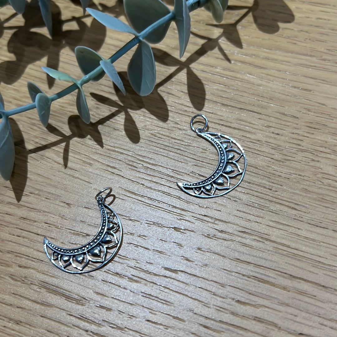 Mandala Moon 925 Sterling Silver Pendant