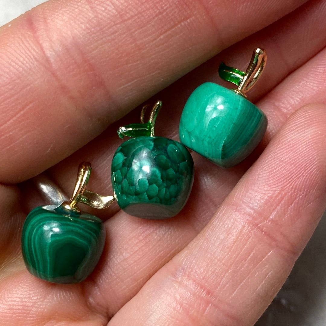 Mini Malachite Apple Pendant