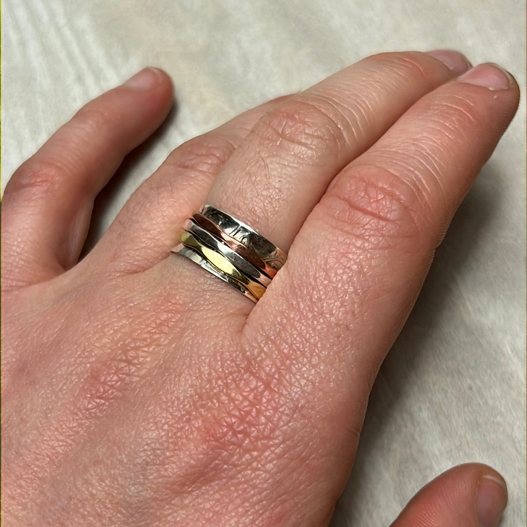Fidget Spinner Sterling 925 Triple Band Ring