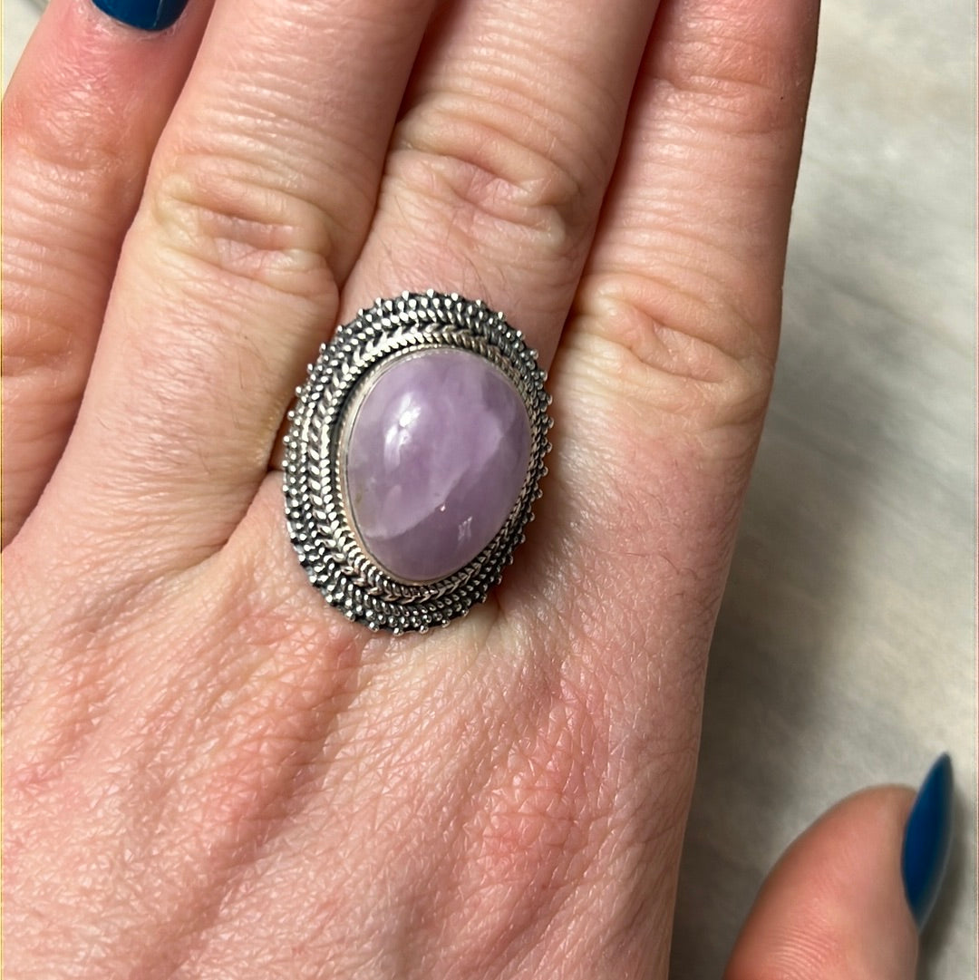 Kunzite 925 Silver Ring - Size P 1/2