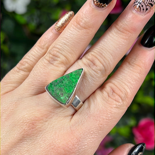 Uvarovite 925 Sterling Silver Ring -  Size T -T 1/2