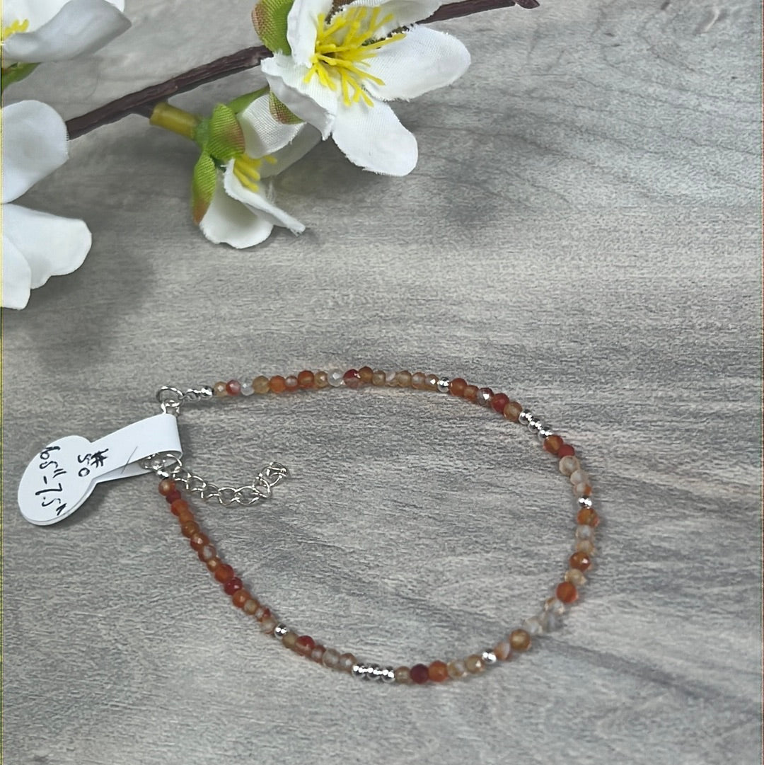 Crystal Bracelet with 10 silver beads - 925 Silver Adjustable