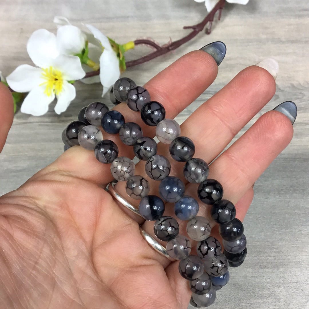 Crackle Agate - 8mm Bead Bracelet