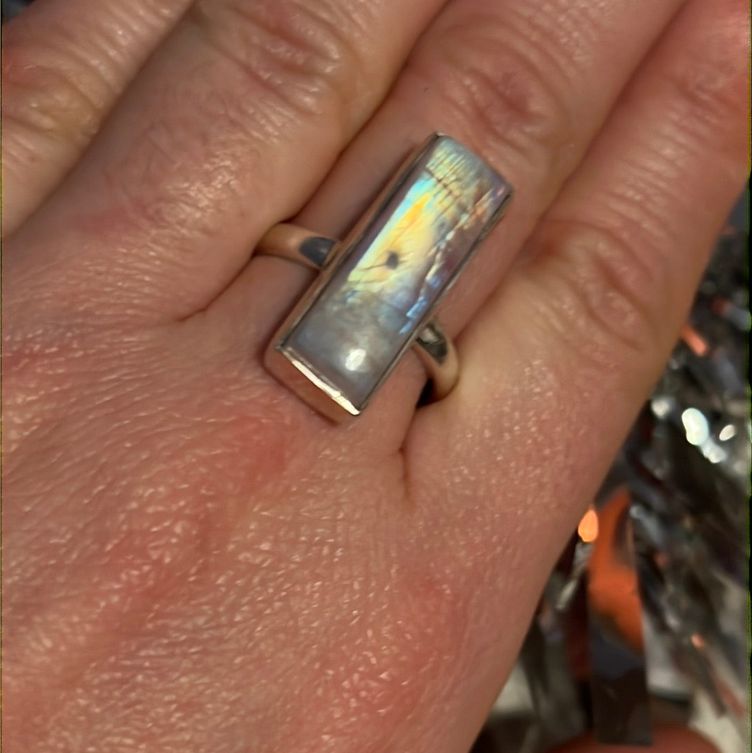Moonstone 925 Silver Ring -  Size R 1/2