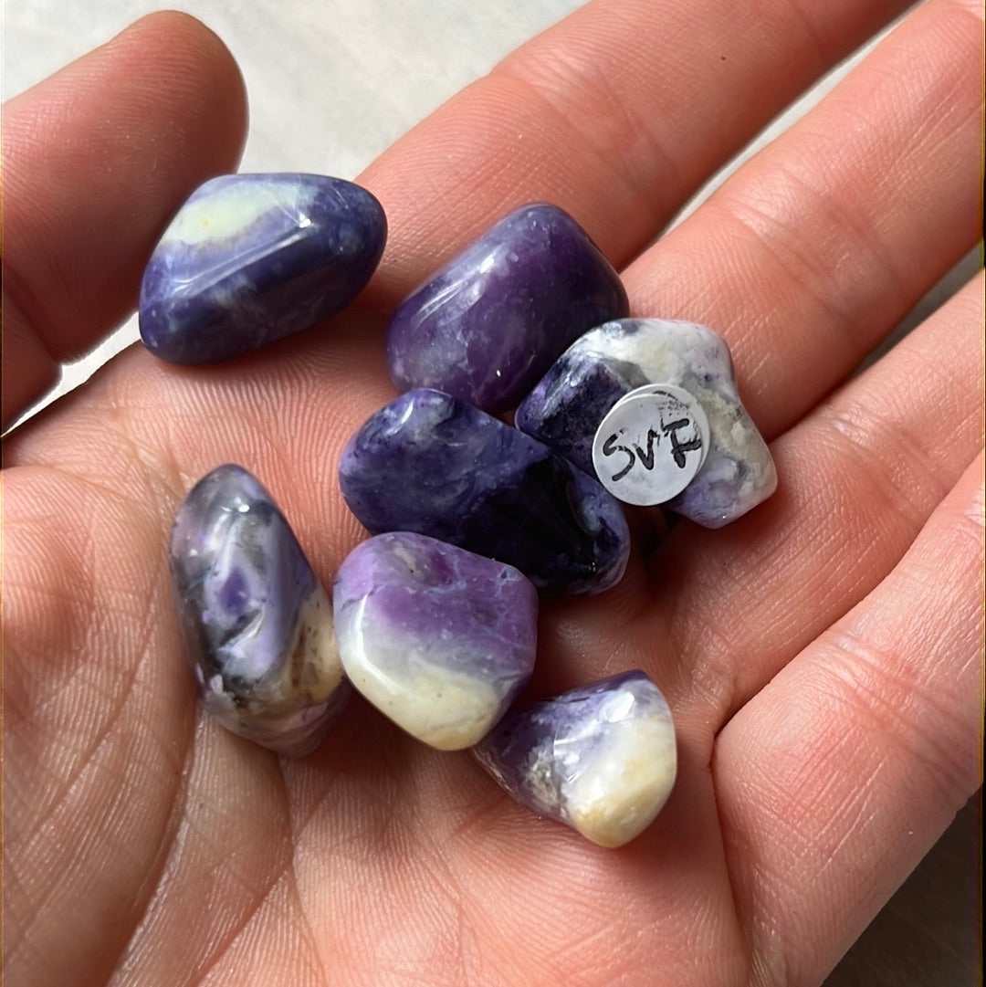 Violet Flame Mexican Murado Opal  tumble tumblestone