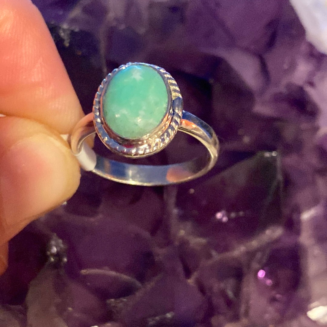 Chrysoprase 925 Sterling Silver Ring -  Size N 1/2