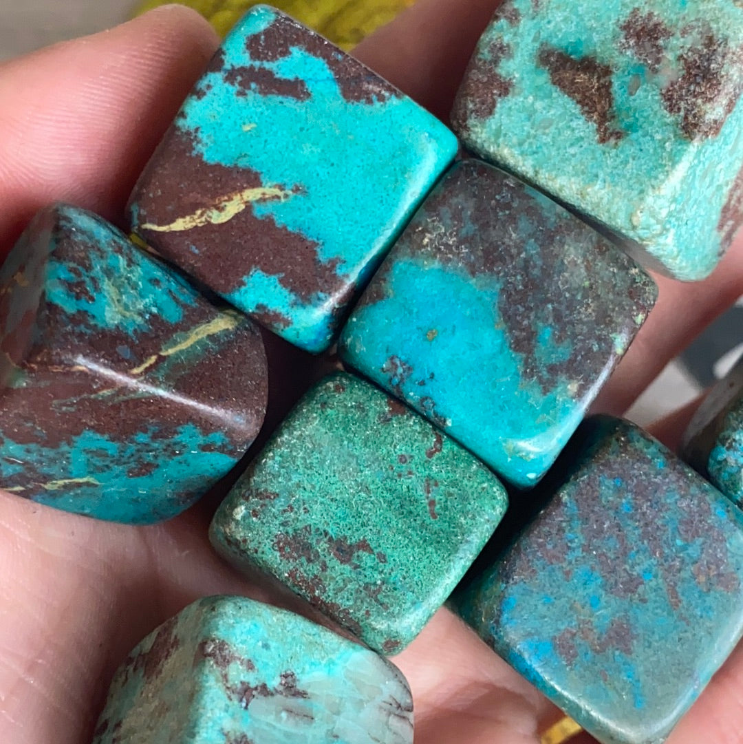 Chrysocolla cube tumble tumblestone
