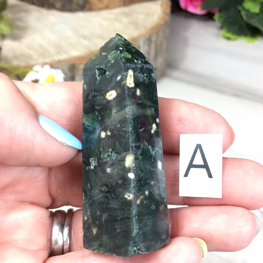 Druzy Ocean Jasper OJ Obelisk Tower Point
