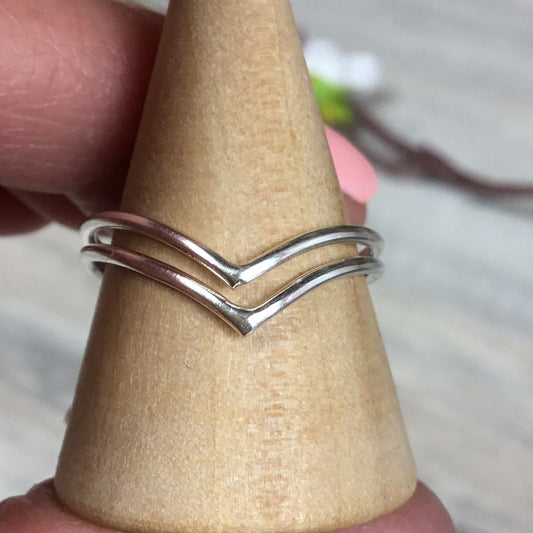 Dual Wishbone 925 Sterling Silver Stacker Ring