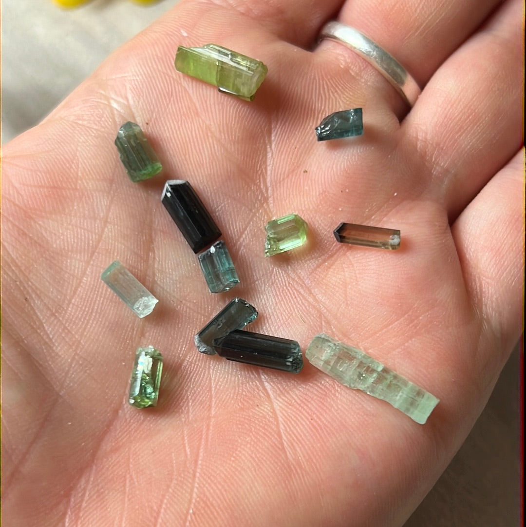 XS watermelon RAW mix Tourmaline Tumblestone
