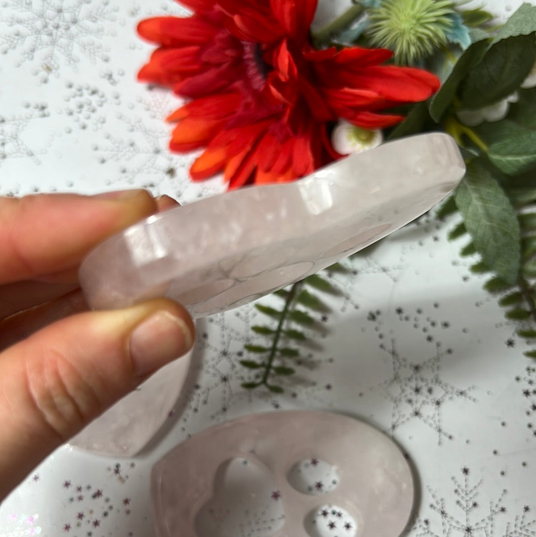 Rose Quartz Large Paw print heart - pet Rembrance memorial grief animal lover gift