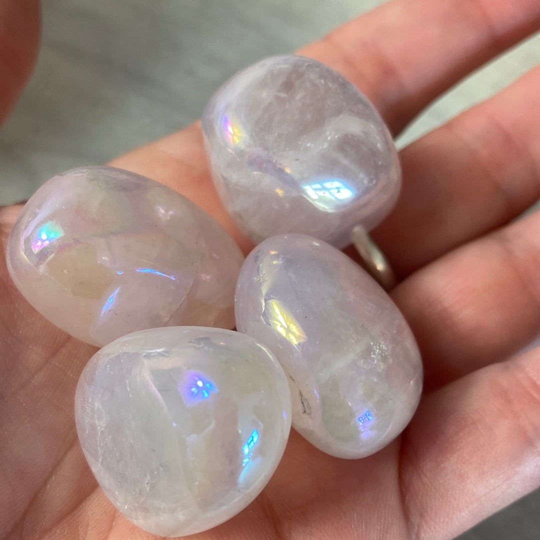 Aura Rose Quartz Tumble tumblestone