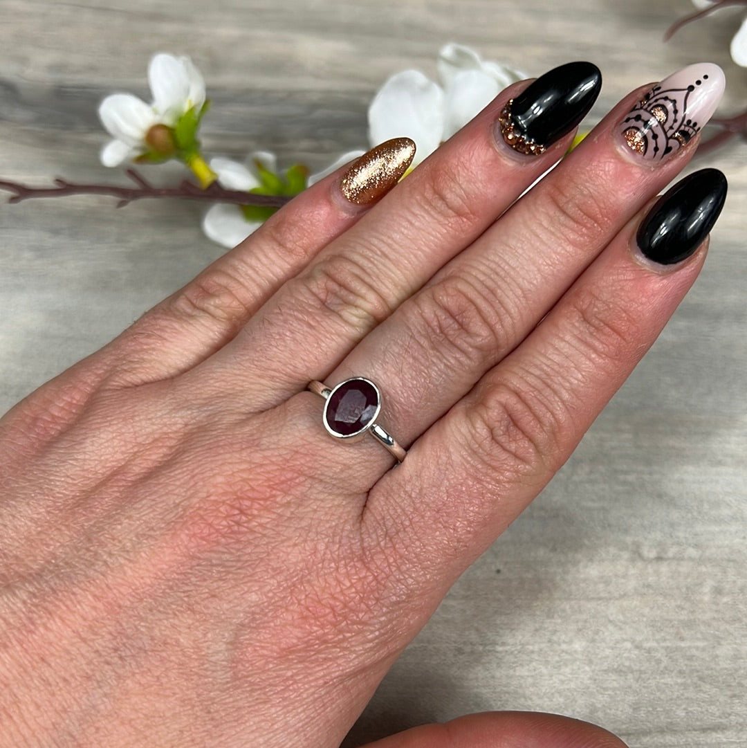 Ruby Facet 925 Ring - Size O