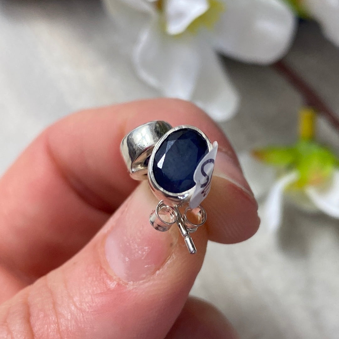 Sapphire Facet 925 Sterling Studs- natural AA Grade
