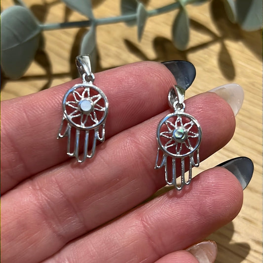 Dream Catcher Hamsa Sterling Silver Pendant