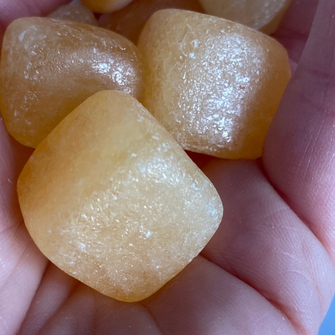 Orange Calcite unpolished cube - Tumblestone Tumbles
