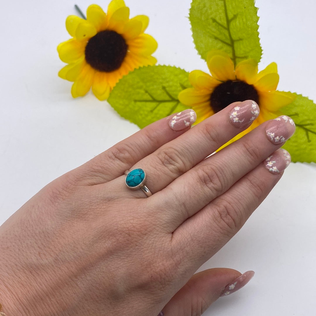 Turquoise 925 Sterling Silver Ring -  Size L 1/2