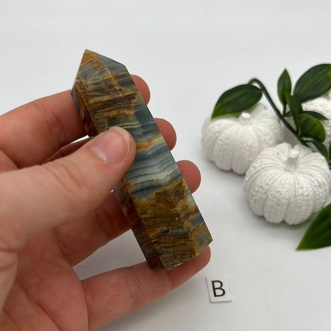 Aquatine Lemurian Calcite Tower (blue onyx)