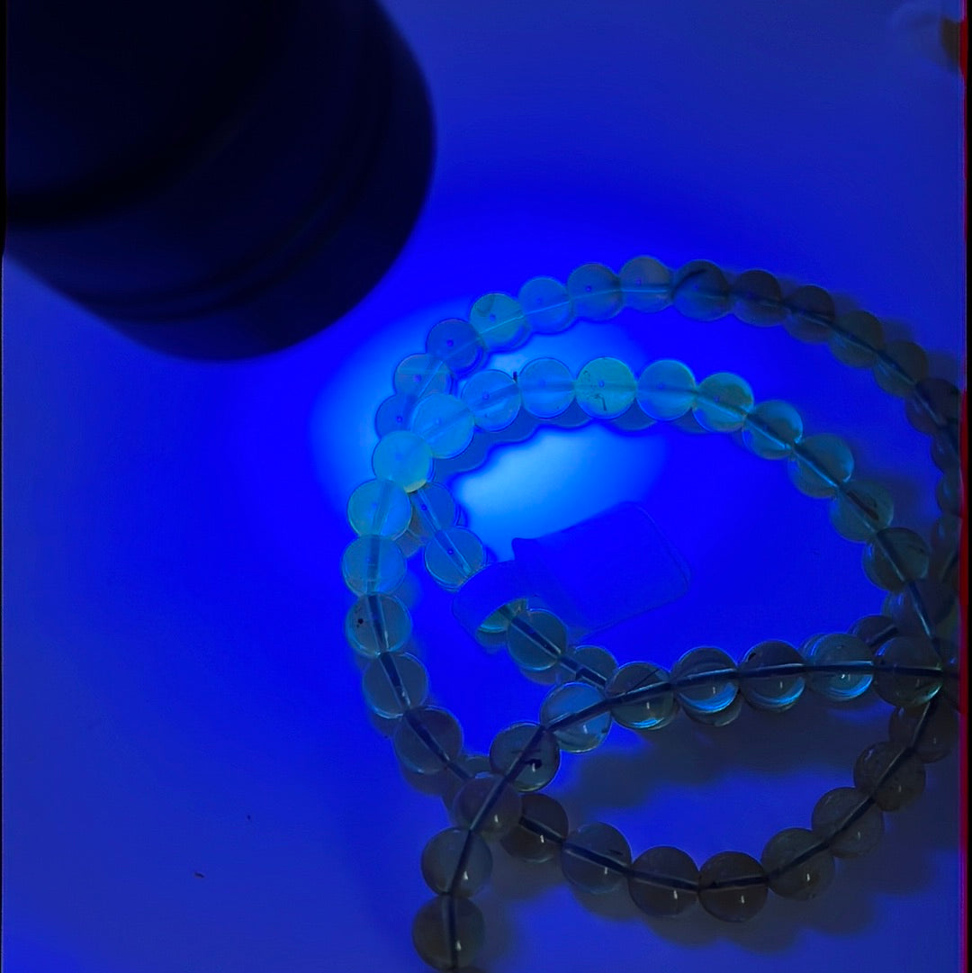 Blue Amber Bead Bracelet