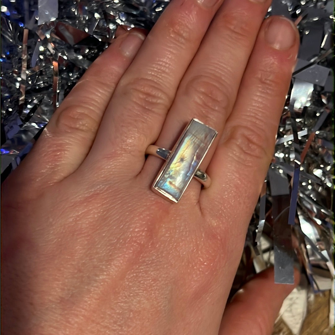 Moonstone 925 Silver Ring -  Size R 1/2