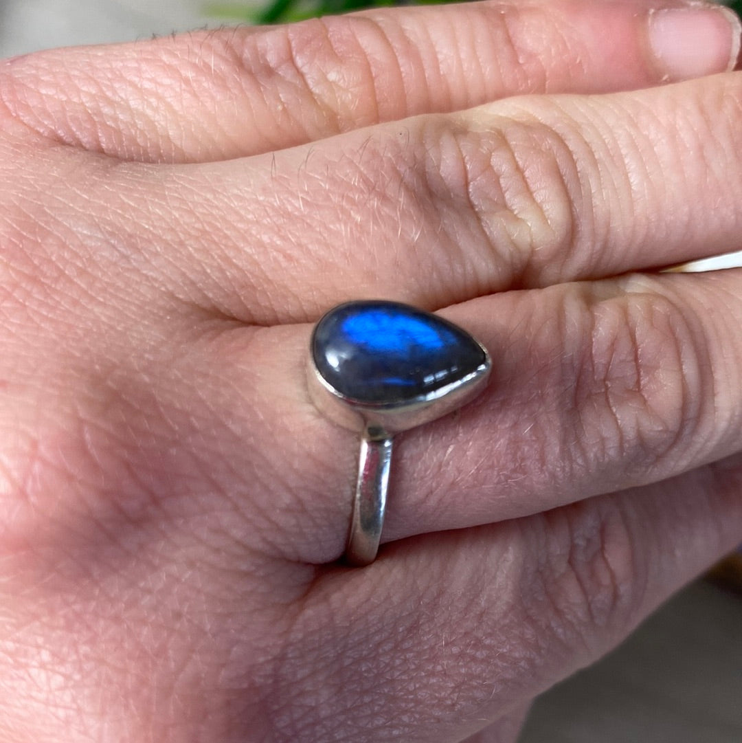 Labradorite 925 Sterling Silver Ring -  Size R 1/2