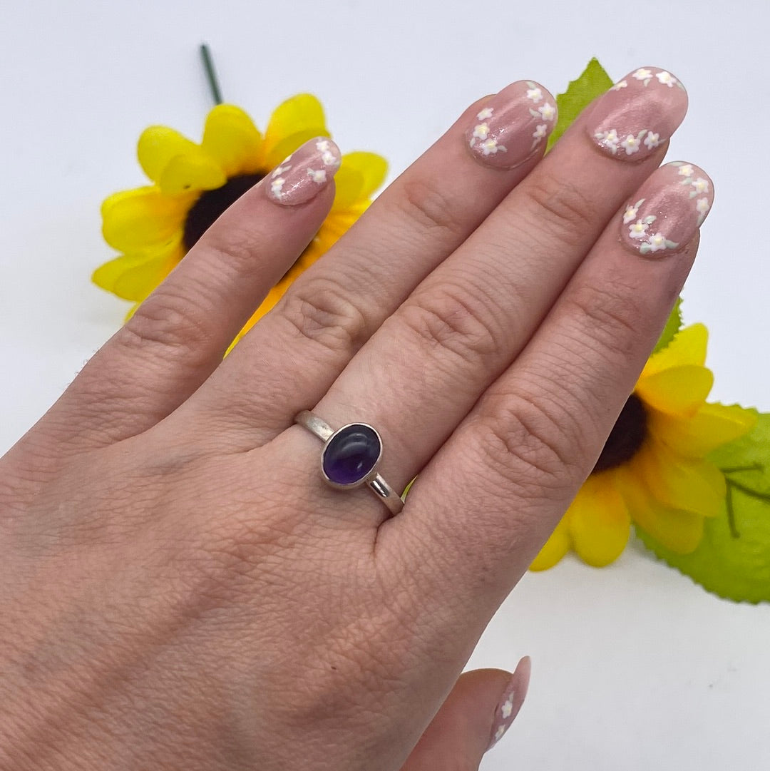 Amethyst 925 Sterling Silver Ring -  Size R 1/2
